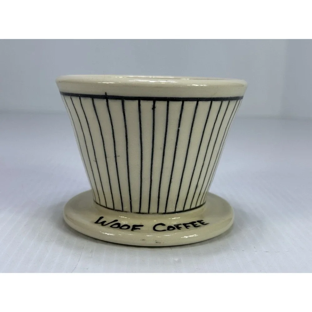 Handmade Ferwerda Studio Pottery Pour Over Woof Coffee Dripper Cream Stoneware